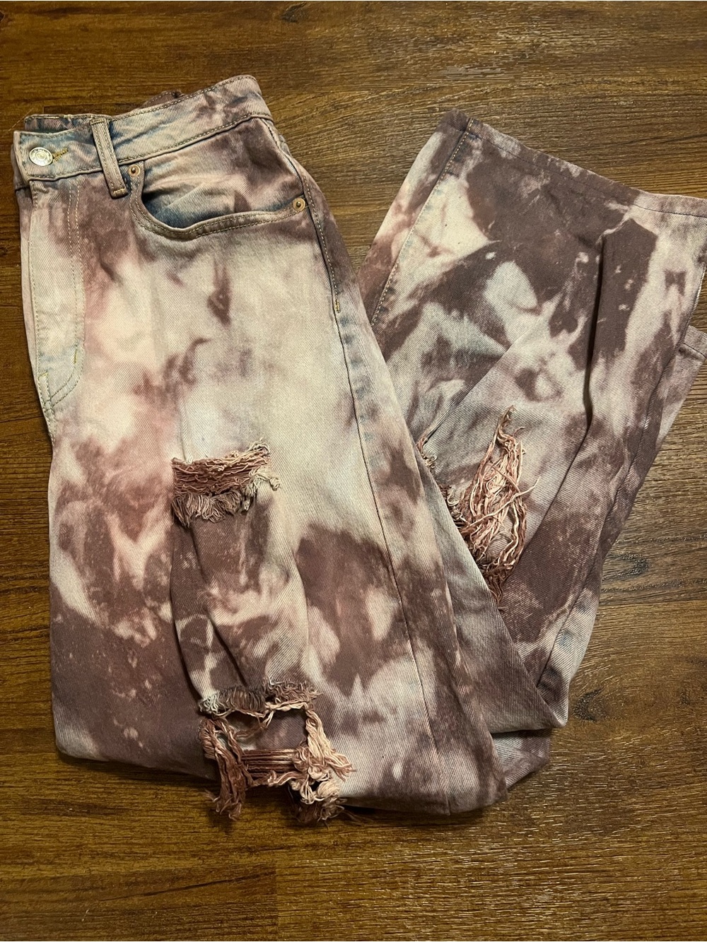 Wild Fable Baggy High Rise Wide Leg Acid Wash Grunge Ripped Jeans Size 6/28R - Picture 6 of 10